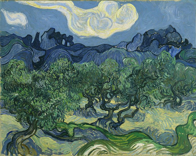 Olive Trees with the Alpilles in the Background (1889)